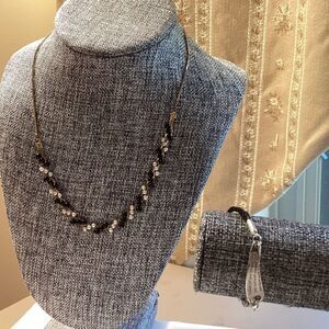 Black and Gold Necklace and Bracelet Set